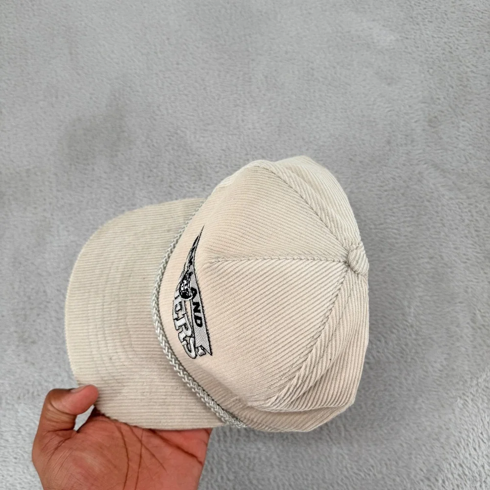 VTG Otto Cap‎ Oakland Raiders NFL Snapback Hat Mens OSFA Beige Preowned Corduroy